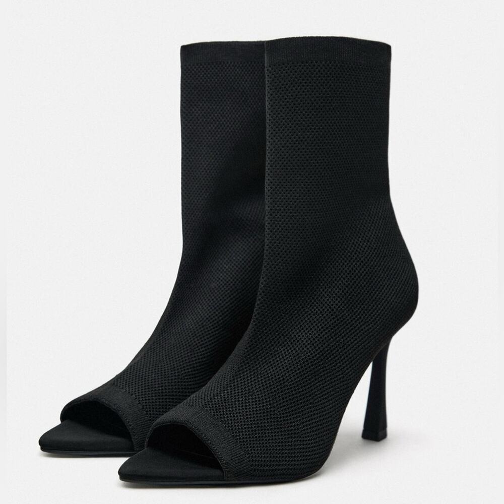 Nwt-Zara - Open toe fabric ankle boot-Sz 6.5